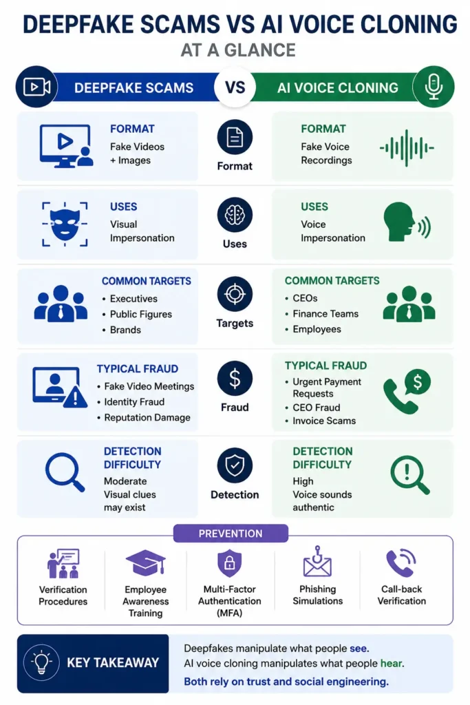 Deepfake scams vs AI voice cloning